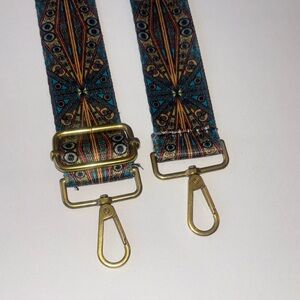 Colorful Patterned Bag Strap with Gold Hardware